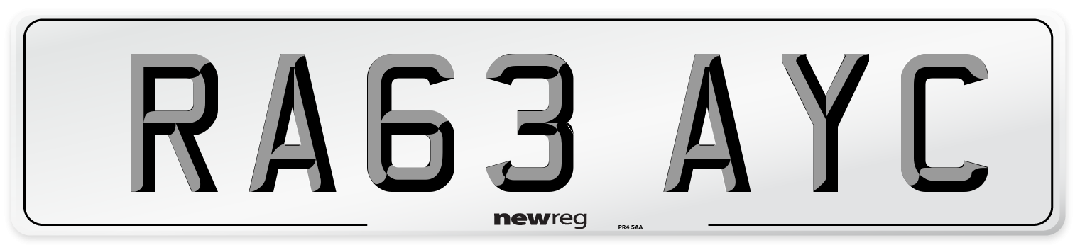 RA63 AYC Number Plate from New Reg